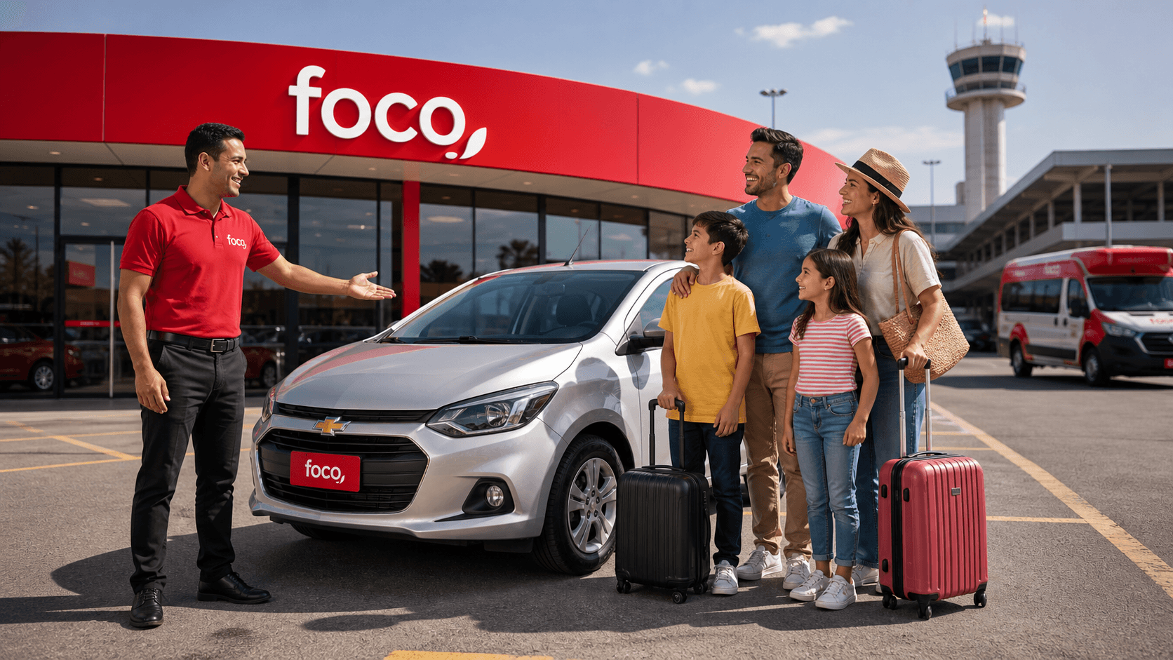 Família retirando carro na fachada da Foco