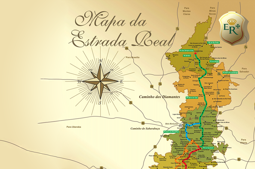 mapa estrada real de minas gerais 